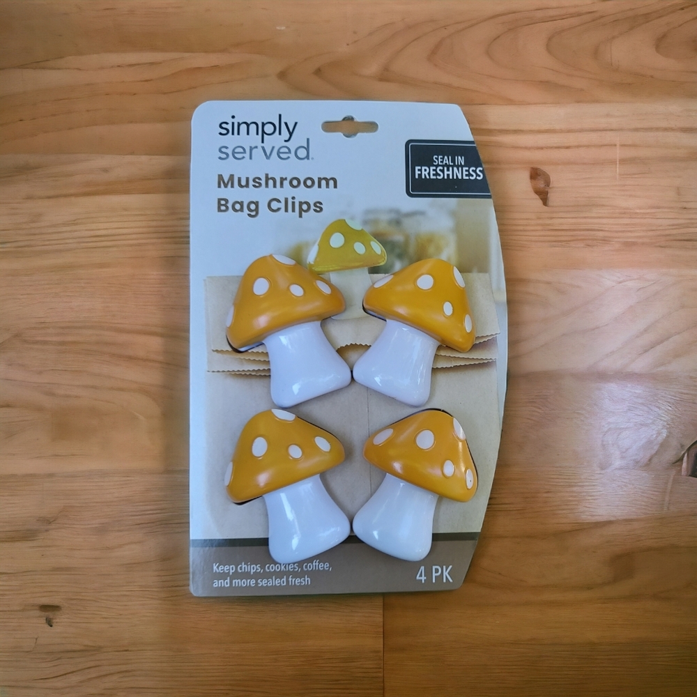 Mushroom Bag Clips 4-pack Orange NEW